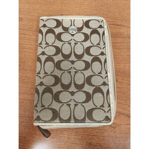 Coach Signature c jacquard mini iPad tablet or kindle zippered case tan brown